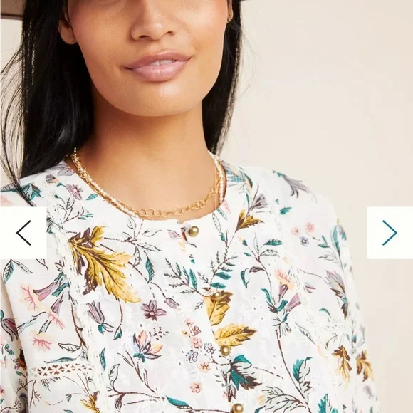 Floral Print Women's Top Ginevra Lace Babydoll Blouse 100% cotton - Picture 3 of 14